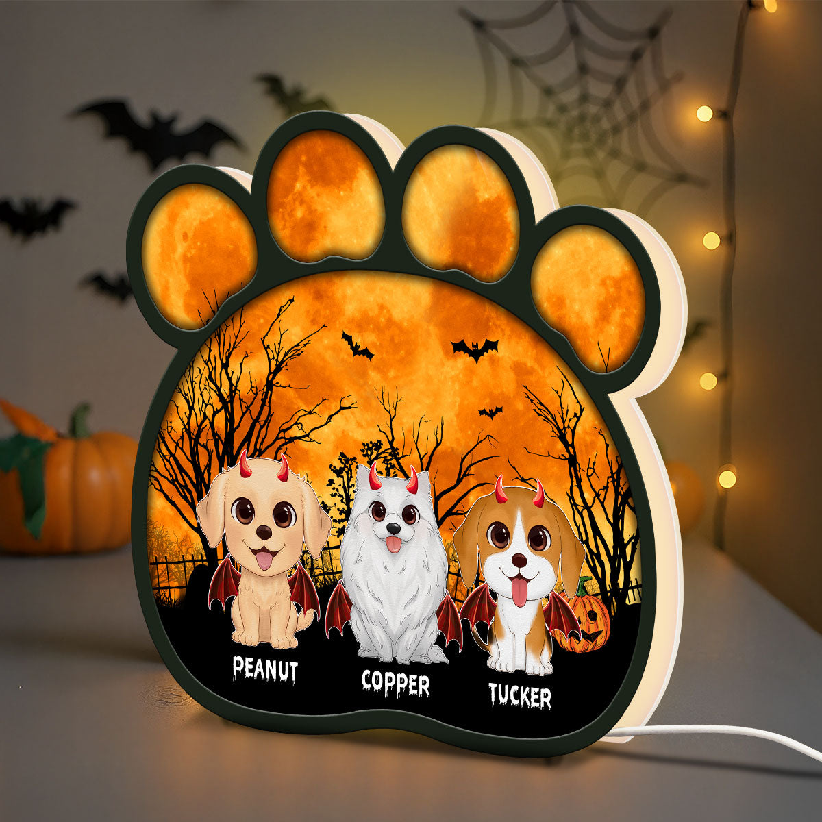 Spooky Halloween Theme Dog Paw Personalized LED Light Box