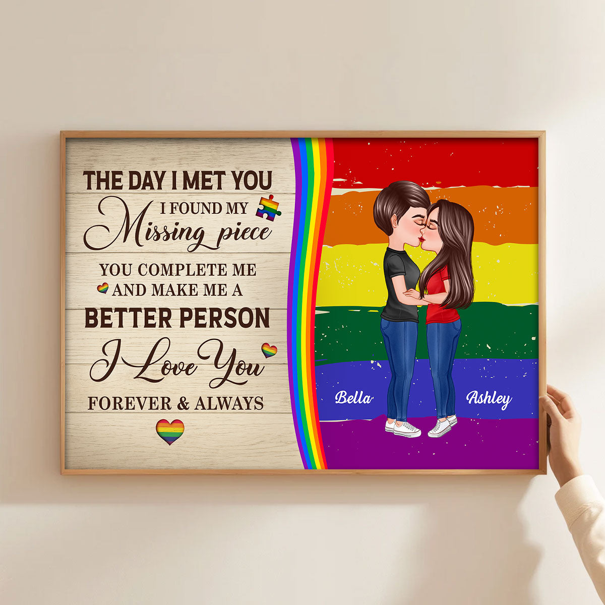 Rainbow Love Statement Personalized LGBT Couple Poster