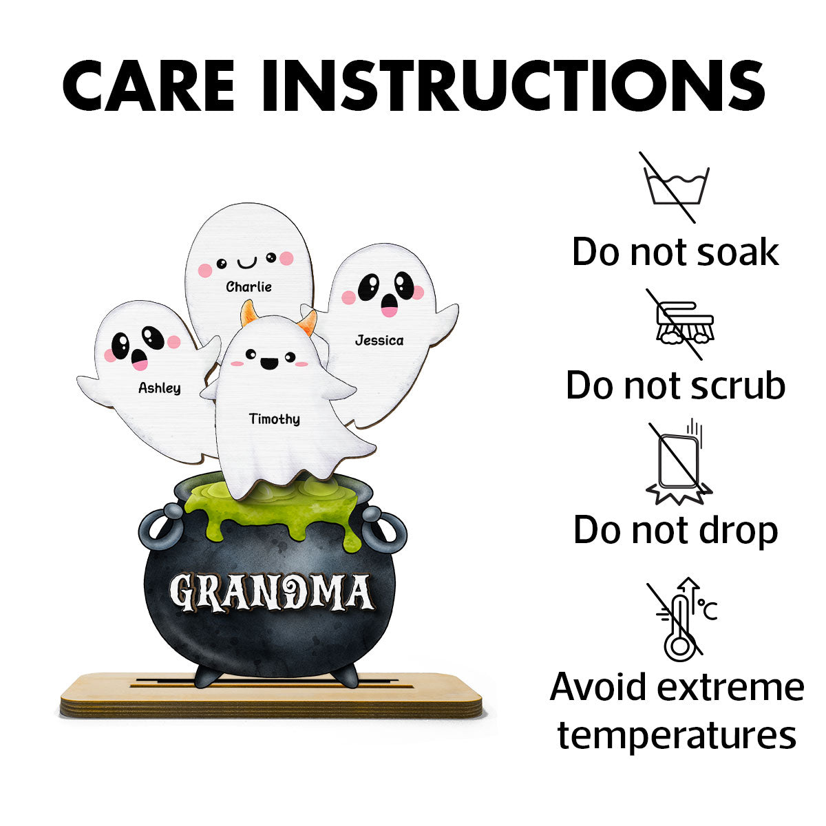 Grandma Potion Pot Boo Grandkids Personalized Standing Wooden Plaque, Halloween Decor