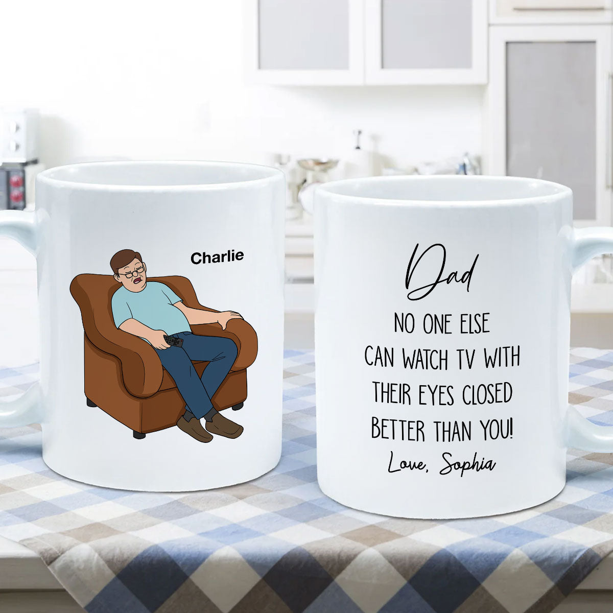 No One Else Can Watch TV With Their Eyes Closed Better Than You Funny Father‘s Day Gift For Dad Grandpa Personalized Mug