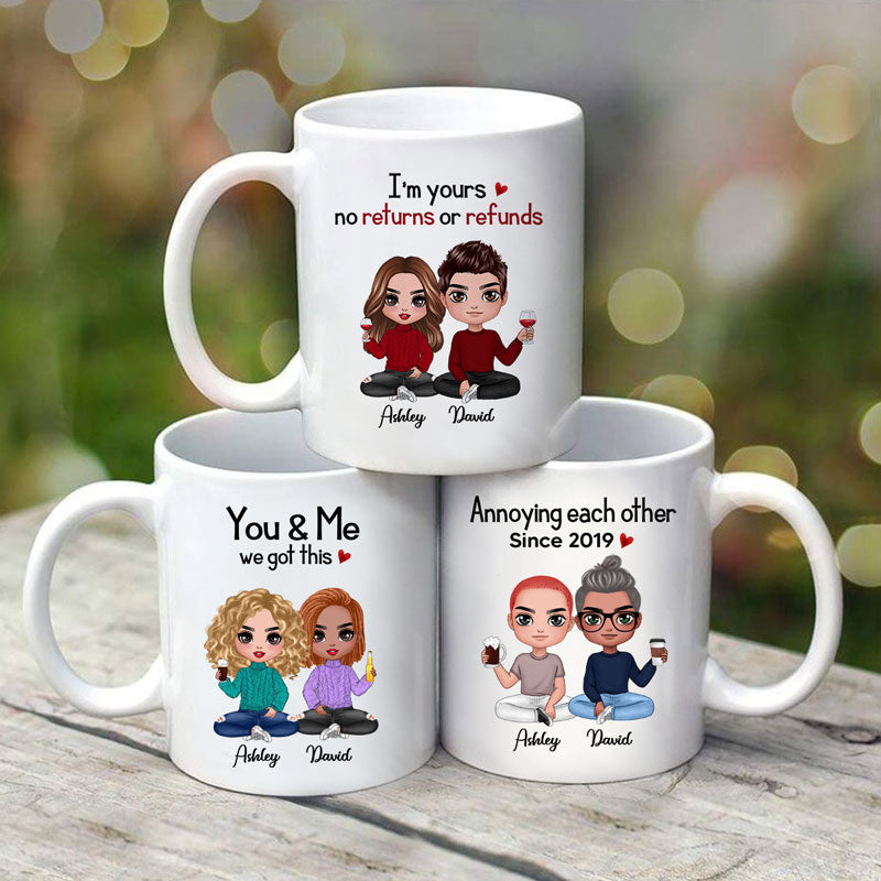 Couple Sitting - Personalized Mug - Anniversary Gift For Him, Gift For Her