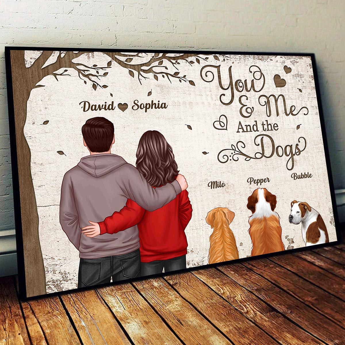 Couple And Dogs Cats Favorite Place Is Next To You Personalized Poster, Gift For Him, For Her, For Valentine's Day
