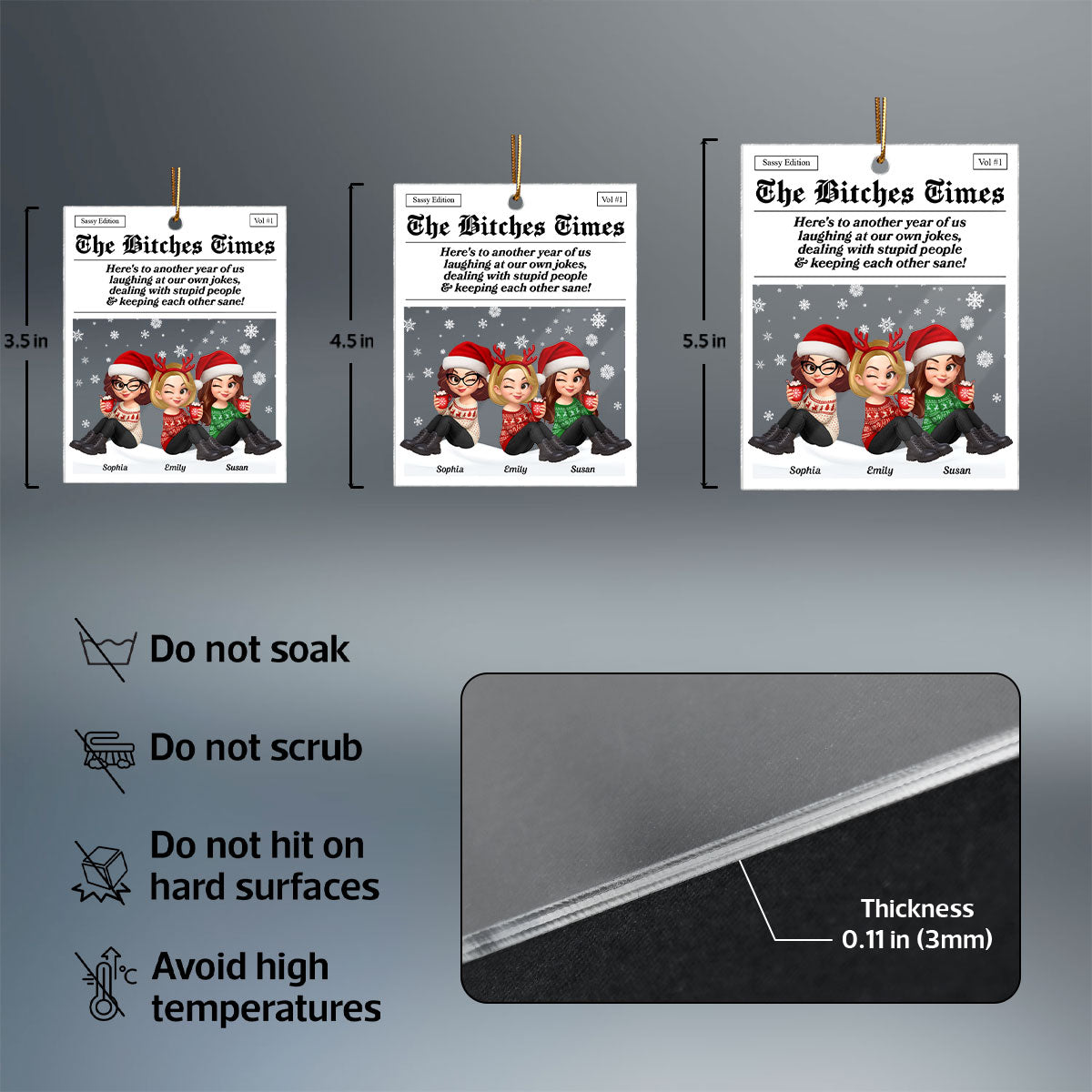 Funny Christmas Besties Magazine Edition - Personalized Acrylic Ornament - Gift For Best Friends