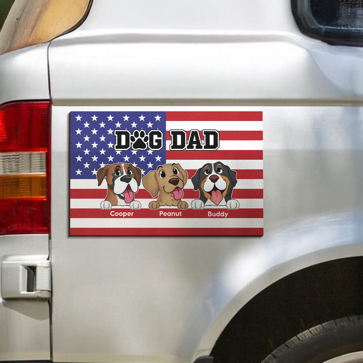 Dog Dad Personalized Car Magnet, Gift For Dog Lovers