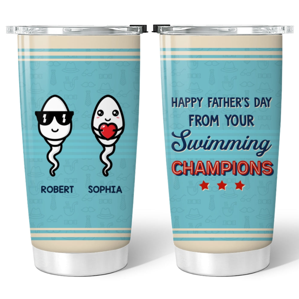 We Used To Live In Your Balls Blue Stripe Vintage Father‘s Day Gift Personalized Tumbler