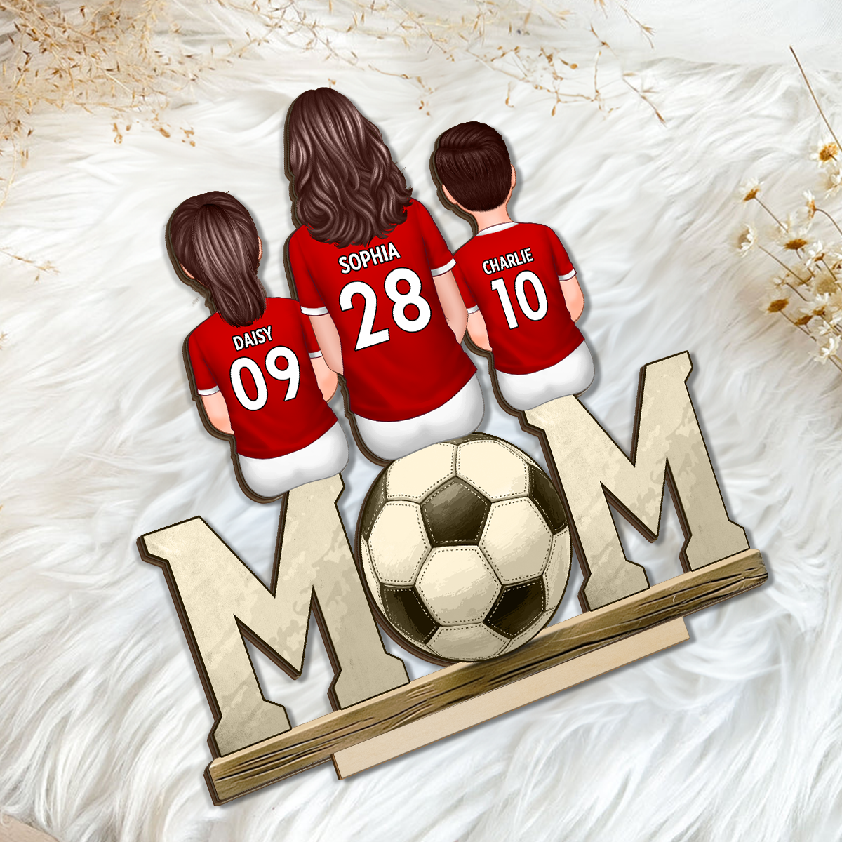 Soccer Mom And Kids - Personalized 2-Layered Wooden Plaque - Gift for Mom, Gift for Grandma, Gift for Wife