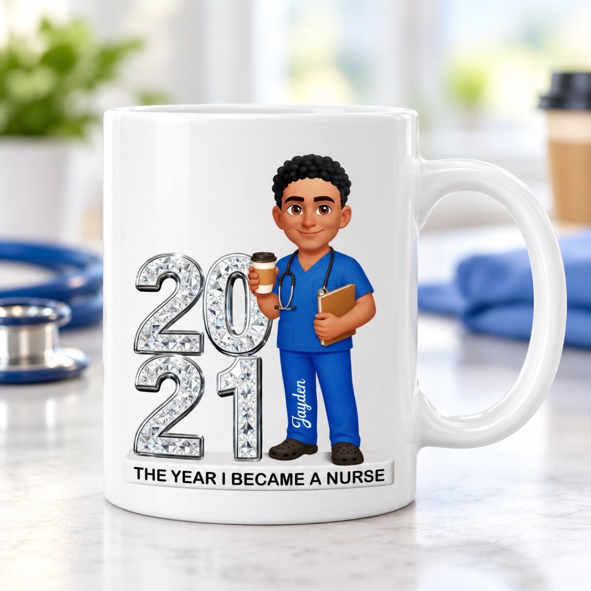 The Year I Became A Nurse - Personalized Mug - Christmas Gift, Graduation Gift For Nurse, Milestone Keepsake For Healthcare Workers