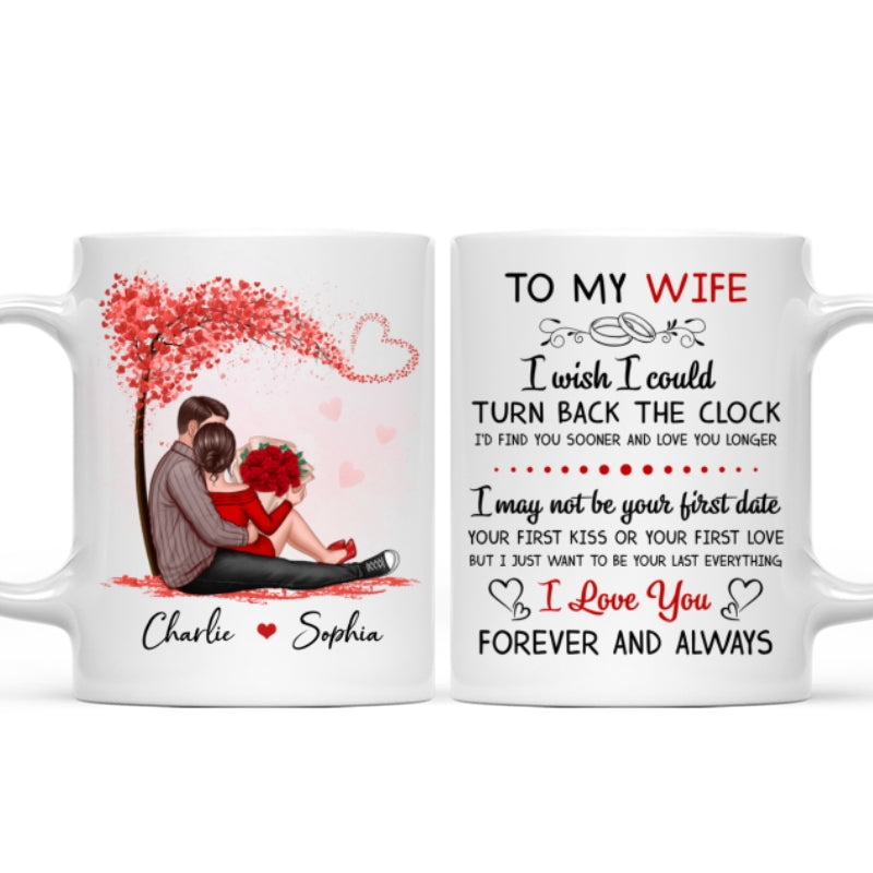 To My Husband Wife Couple Sitting Personalized Mug - Valentine‘s Day Gift - Anniversary Gift