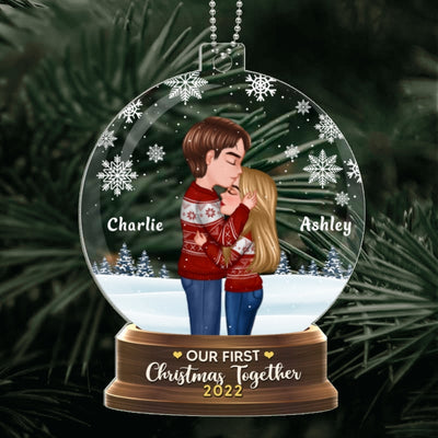 Couple In Snow Globe Personalized Acrylic Ornament
