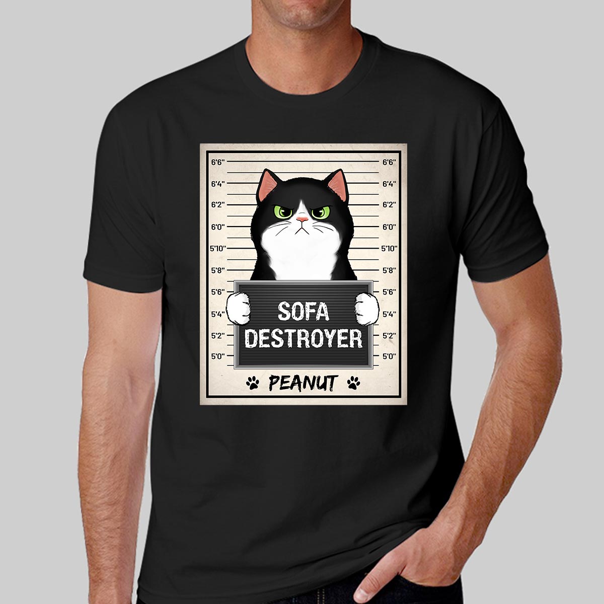 Fluffy Cat Crimes Mugshot Personalized Shirt