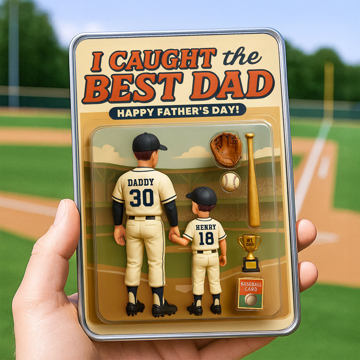 We Caught the Best Dad Baseball Custom Action Figure Personalized Mirrored Picture Frame, Father's Day Gift for Dad, Gift for Husband