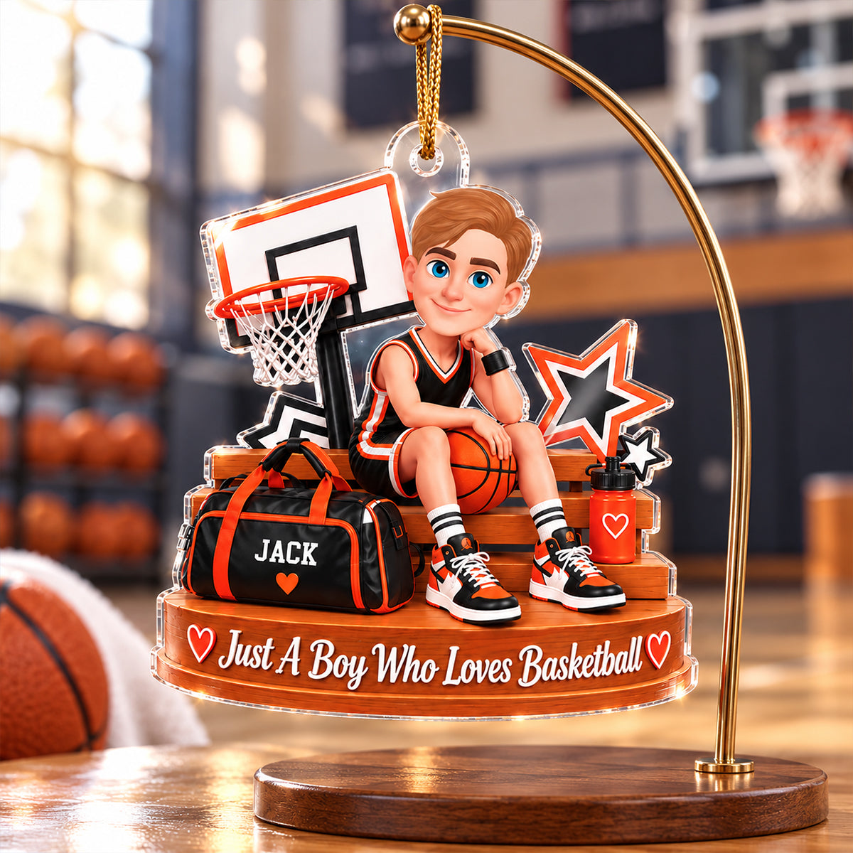 Just a Boy Who Loves Basketball - Personalized Acrylic Ornament - Christmas Gift for Son,Grandson