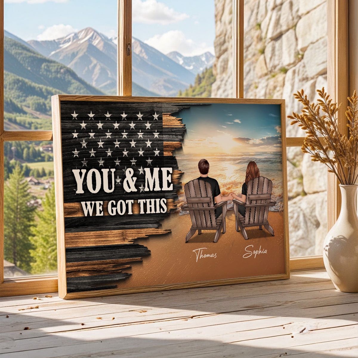 Eternal Love Beach Landscape You & Me We Got This Couple Half Nation Flag - Personalized Poster - Valentine's Day Gift For Couple