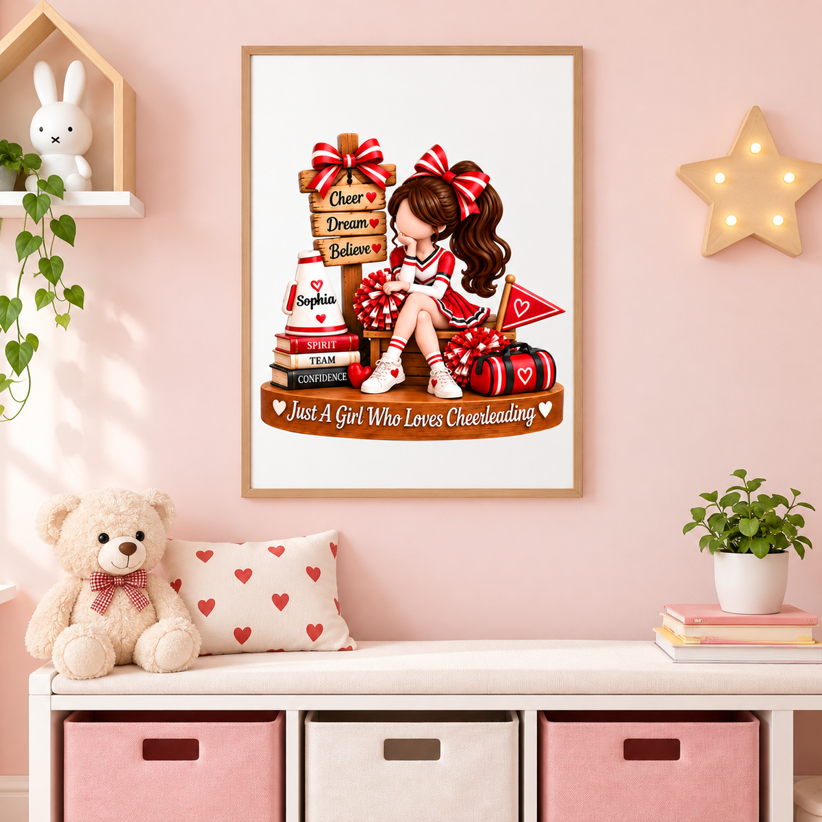 Just a Girl Who Loves Cheerleading - Personalized Poster - Christmas Gift for Daughter, Granddaughter
