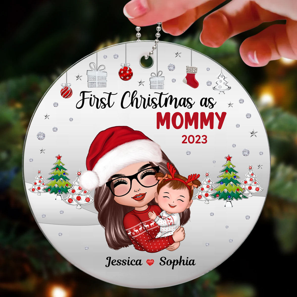 First Christmas As Mommy Personalized Acrylic Ornament