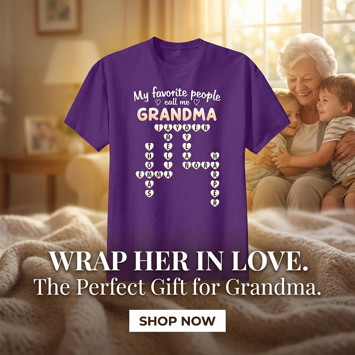 Favorite People Call Me Grandma Crossword Puzzle - Personalized Shirt - Mother's Day Gift For Grandma