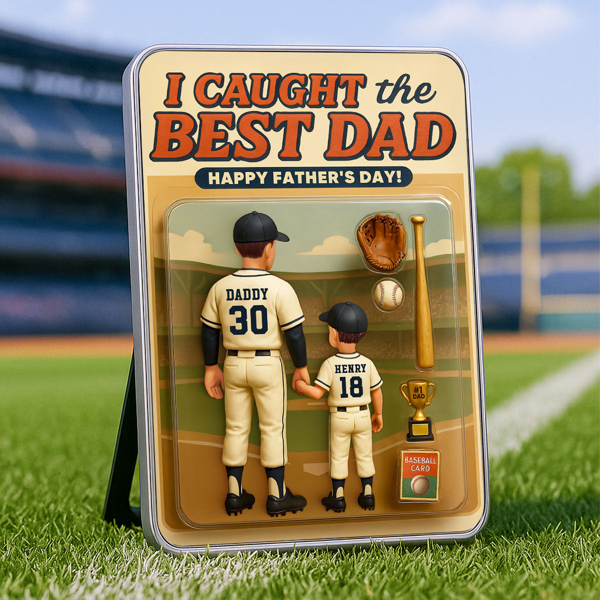 We Caught the Best Dad Baseball Custom Action Figure Personalized Mirrored Picture Frame, Father's Day Gift for Dad, Gift for Husband