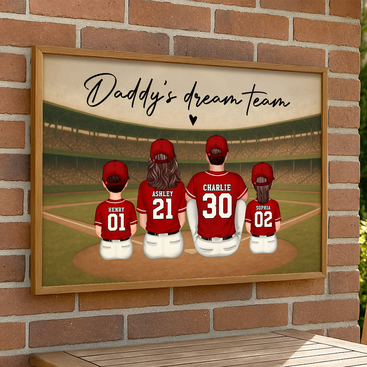 Retro Vintage Baseball Family Daddy's Dream Team Personalized Poster| Heartfelt Father's Day Gift For Dad, Husband