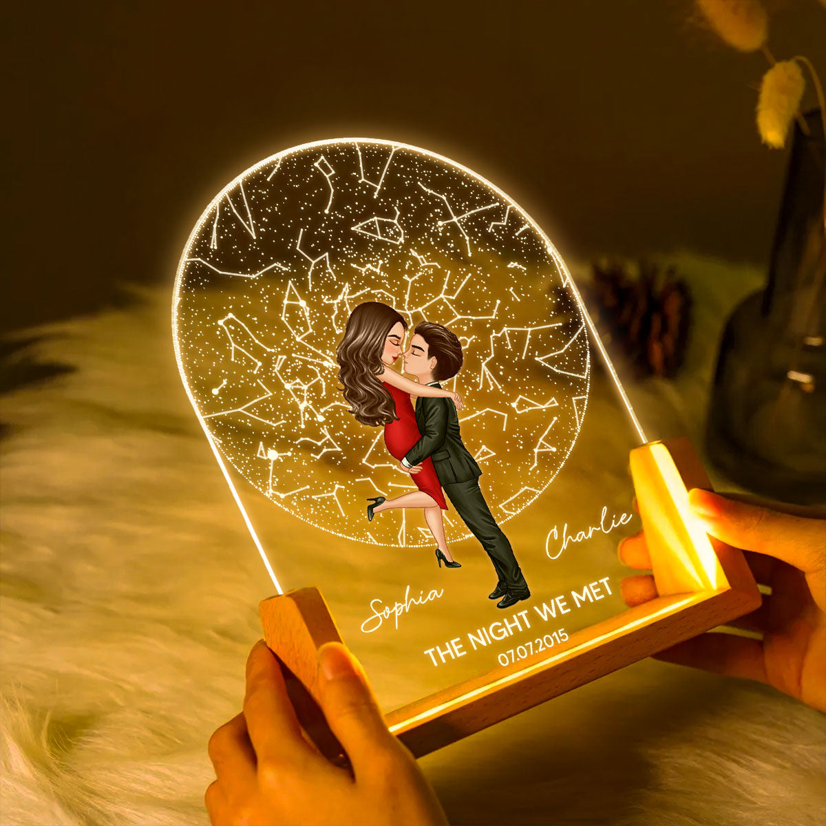 Custom Star Map by Date, Personalized Constellation Map, Star Map LED Night Light, Gifts for Couples, Engagement Gifts, Anniversary Gift for Her