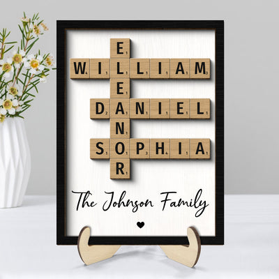Family Crossword Art - Created In A Moment, Treasured Forever - Personalized 2-Layered Wooden Plaque