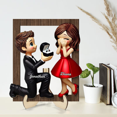 Marriage Proposal Frame 2-layer Wooden Plaque, Personalized Newly Engaged Present, She Said Yes!, Custom Just Engaged  Gifts for Couples