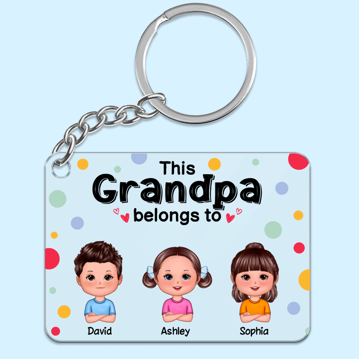 This Grandpa Dad Mom Grandma Belongs To Cute Doll Kids Personalized Acrylic Keychain
