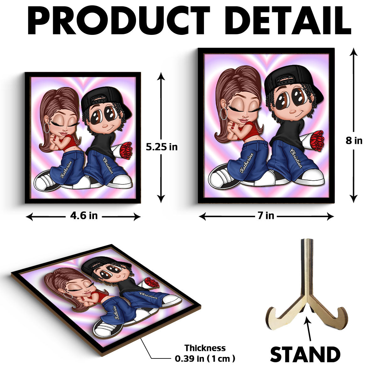 Y2K Couple Background Personalized 2-layer Wooden Plaque, Gift For Him, For Her
