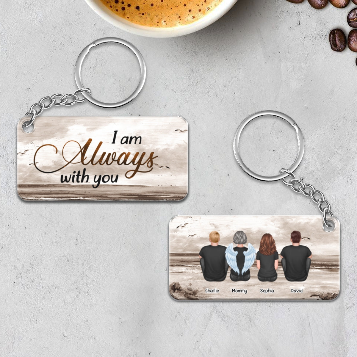 Always With You Sky Family Members, Memorial Personalized Acrylic Keychain, Sympathy Gift
