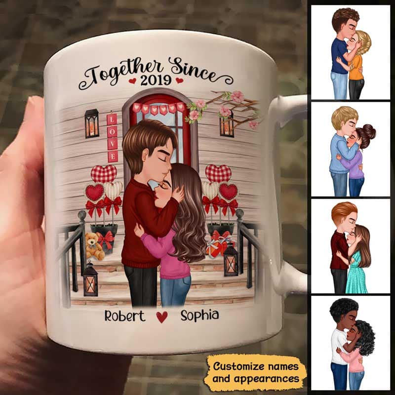 Couple Kissing  Front Porch Personalized Mug