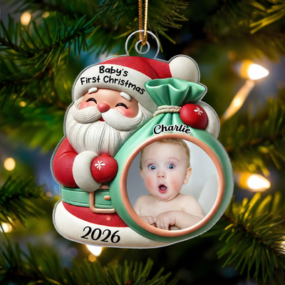 Little Bundle Big Joy Upload Photo Baby Ornament, 2024 Keepsake Christmas Ornament, Baby Shower Gifts, Gift For Newborns