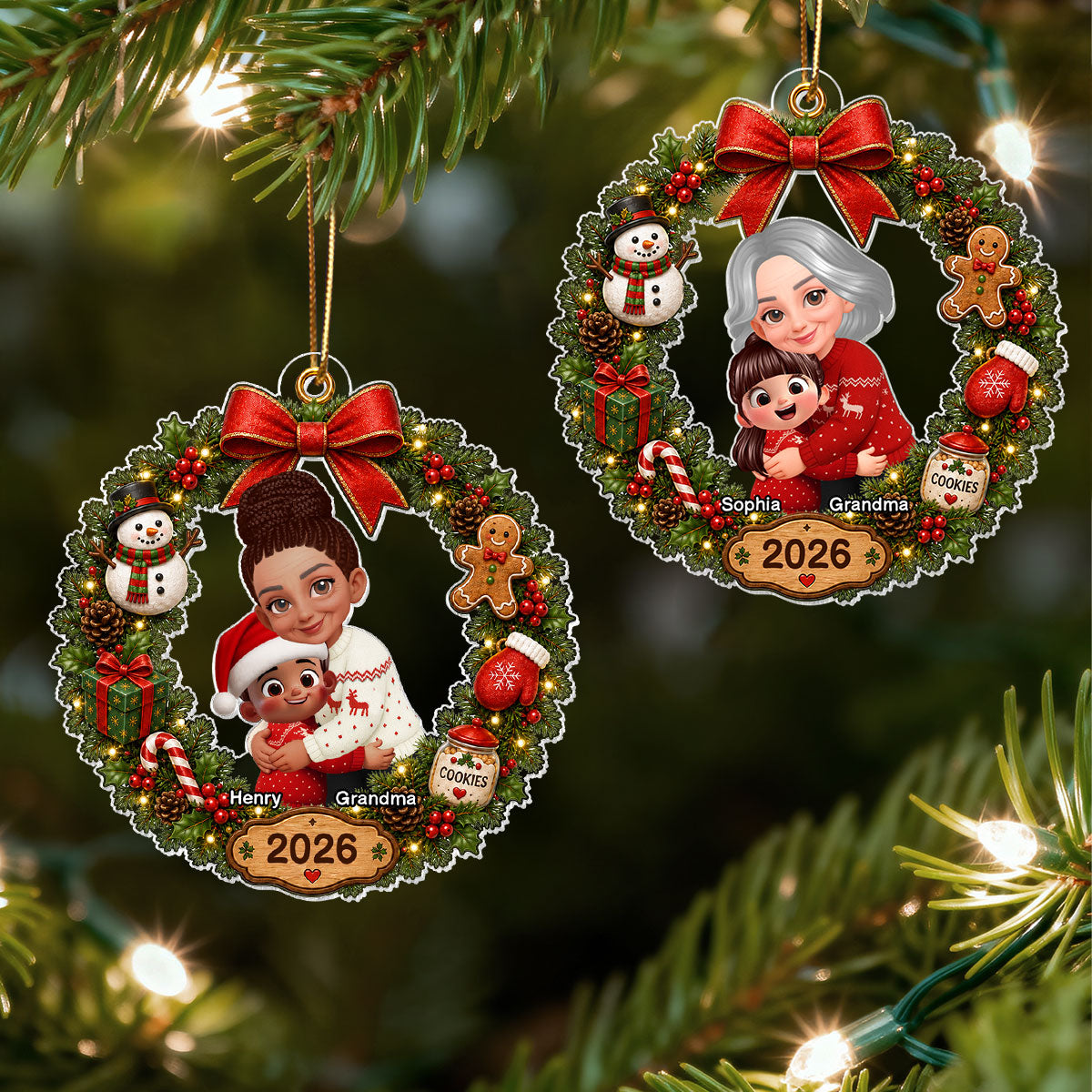 Trending Cute Grandma Grandkid - Personalized Acrylic Ornament - Christmas Gift For Boys, Girls