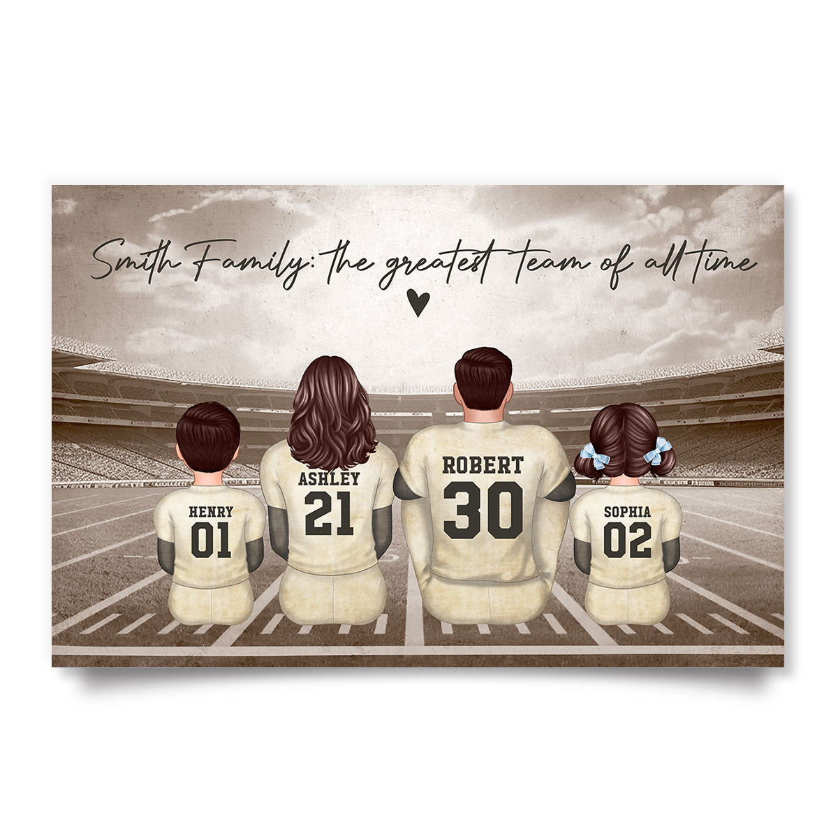 Football Family Retro Vintage Personalized Poster, Meaningful Father's Day Gift for Dad, Gift for Husband