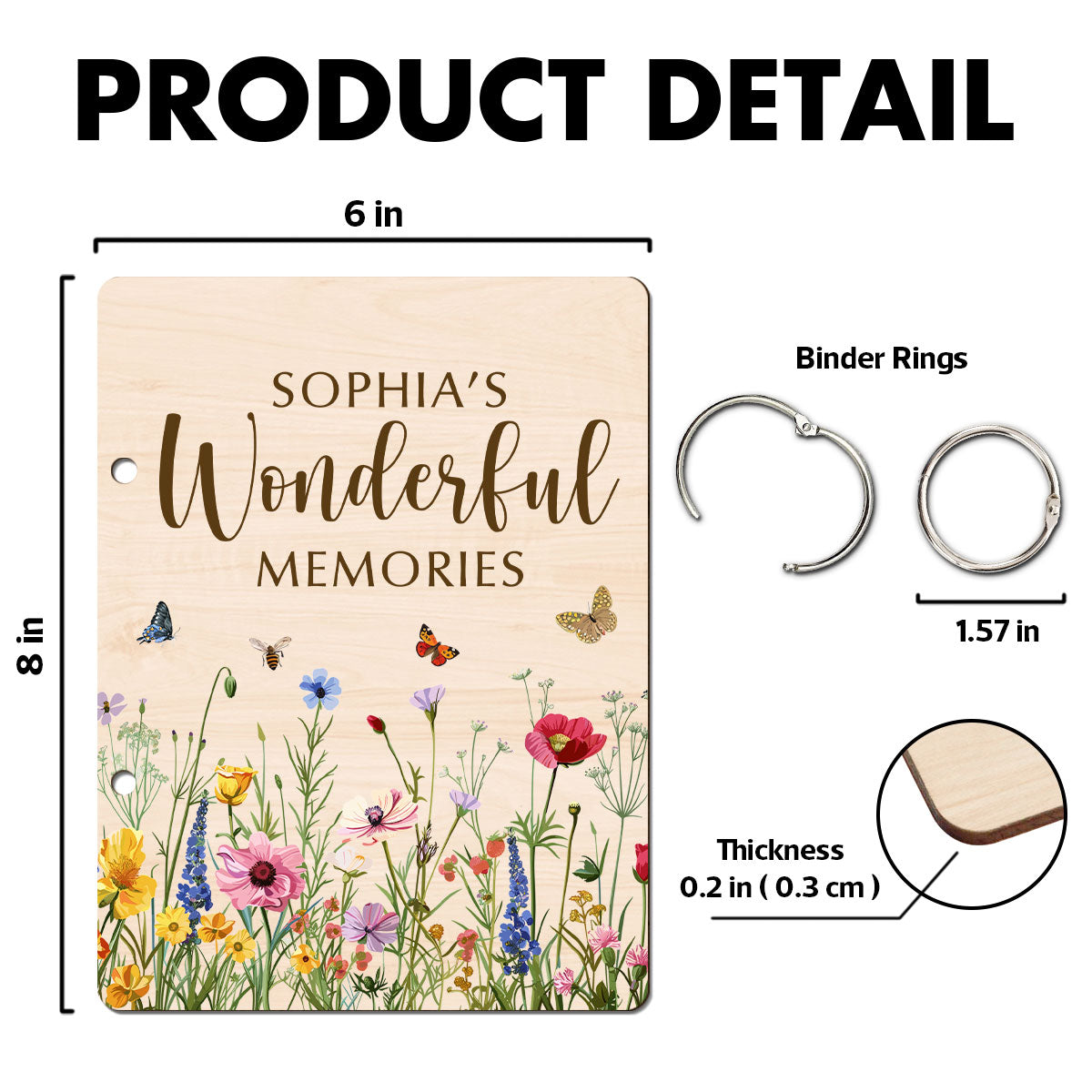 My Wonderful Memories Beautiful Floral Keepsake Personalized Card Keeper