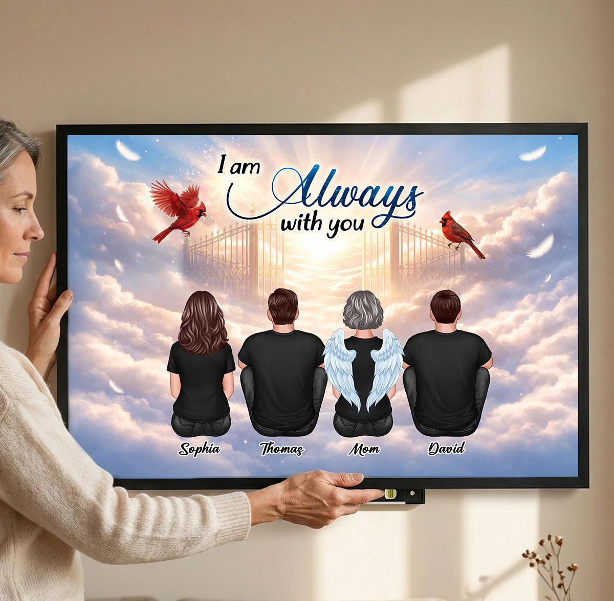 Cardinal Angel Heaven Gate Family Memorial Always With You - Personalized Poster - Gift For Memorial, Sympathy Gift, Remembrance Gift
