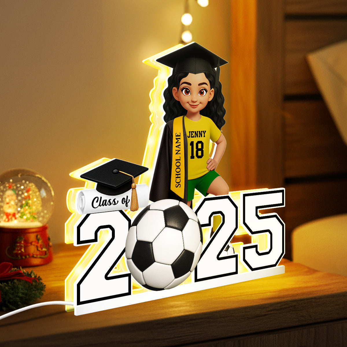 Soccer Boy Girl Senior Graduation - Personalized Light Box - Christmas Gift For Son Daughter Grandson Granddaughter