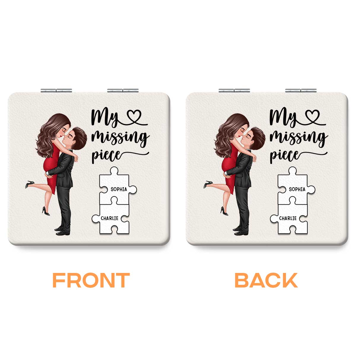 My Missing Piece Gift For Her Personalized Square Compact Mirror