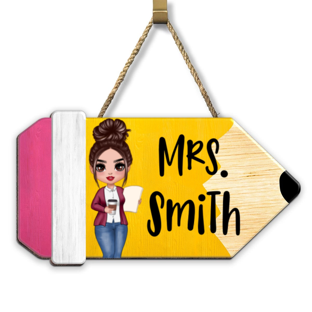 Teacher Pencil Personalized Wood Sign, Gift For Teacher, Teacher Classroom Decor