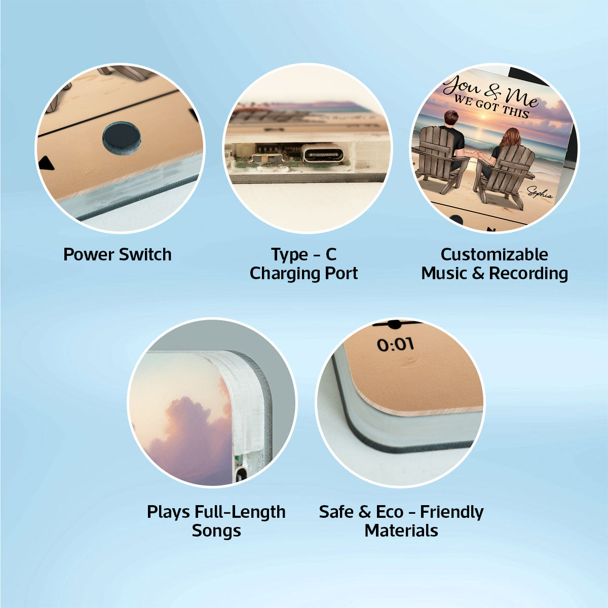 Couple Back View At Beach Favorite Song Personalized Bluetooth Music Fridge Magnet,  Gift For Couple
