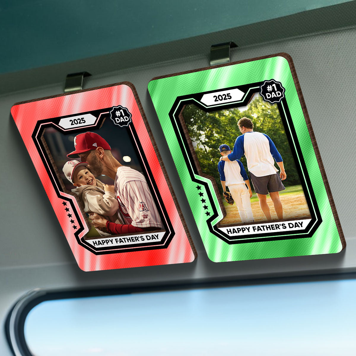 Premium Baseball Card Personalized Acrylic Car Visor Clip, Father's Day Gift for Dads, Gift for Husband