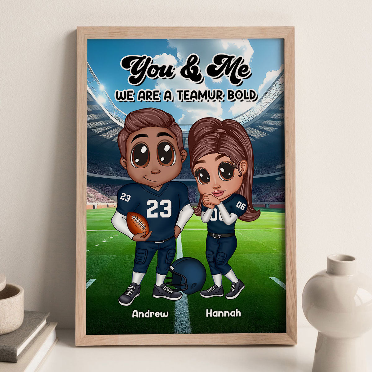 American Football Couple Y2K Style Personalized Poster,  Gift For Couples