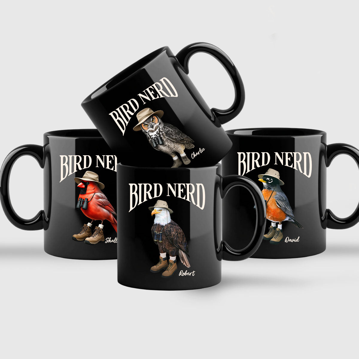 Bird Nerd Funny Bird Watcher, Bird Twitcher Gift for Bird Lover Personalized Black Mug