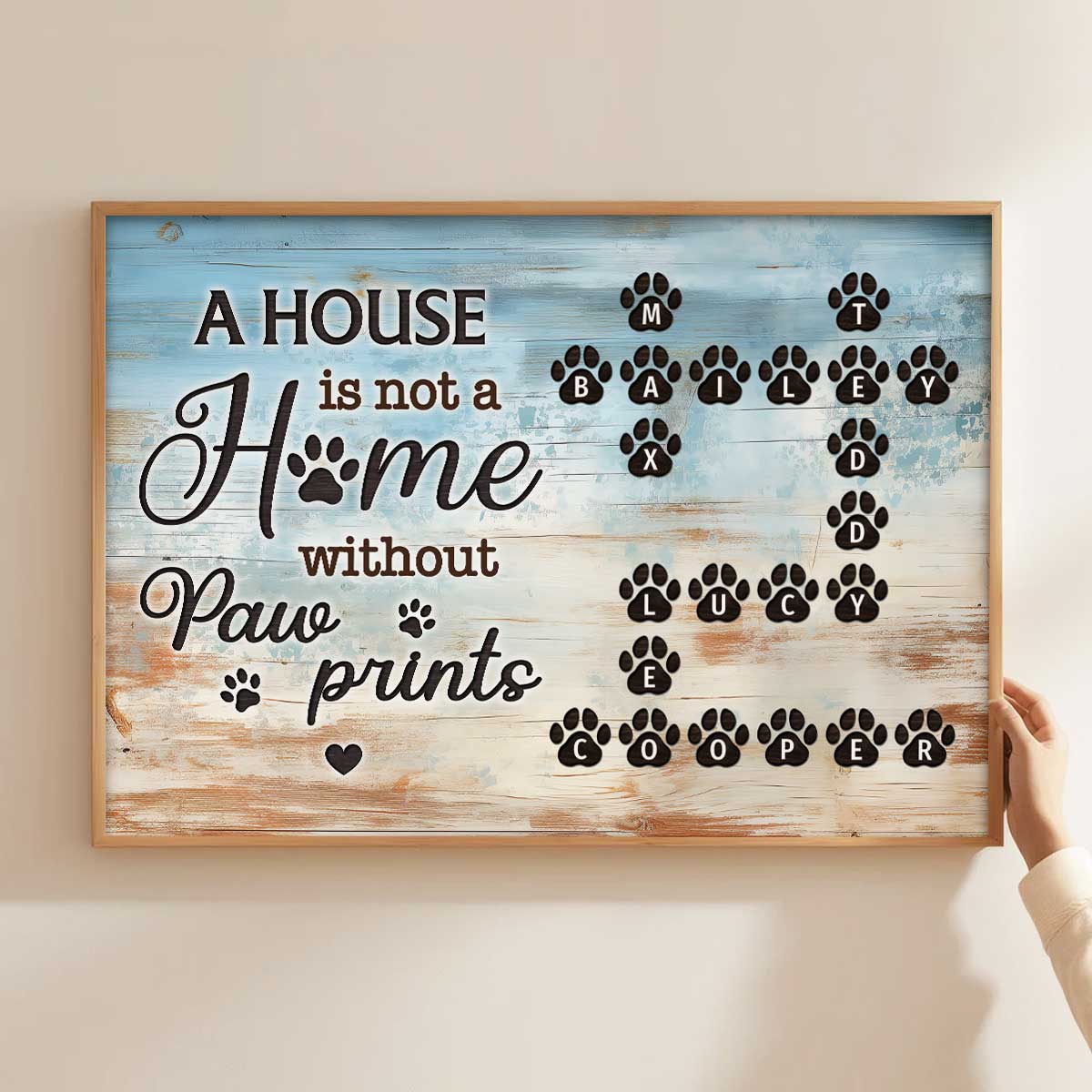 Paw Prints Crossword Puzzle Art Pet Love Home Decor Personalized Poster