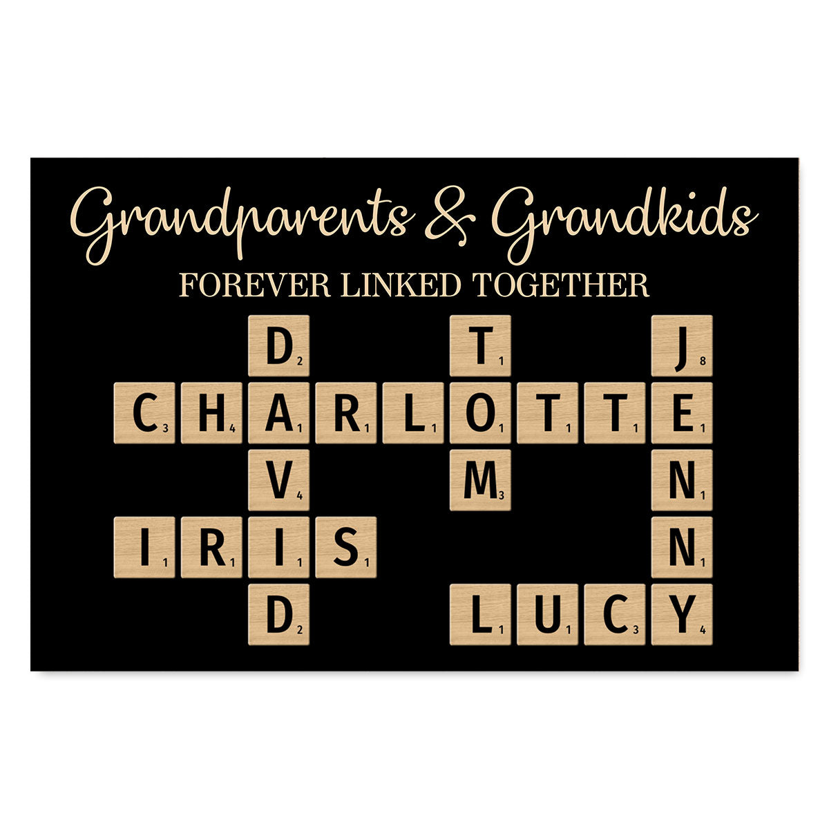 Grandma & Grandkids Forever Linked Together Crossword Puzzle - Personalized Poster - Unique Gift For Large Family, Parent, Grandma, Siblings, Brothers, Sisters