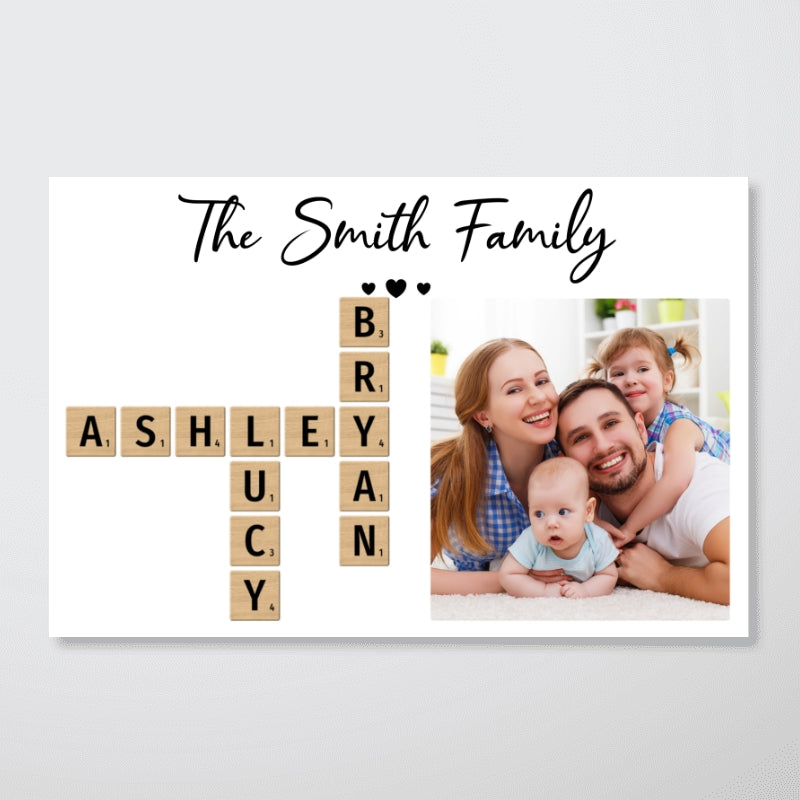 Family Home Decor Unique Gift For Family Friends Make Your Own Crossword Upload Photo Personalized Poster