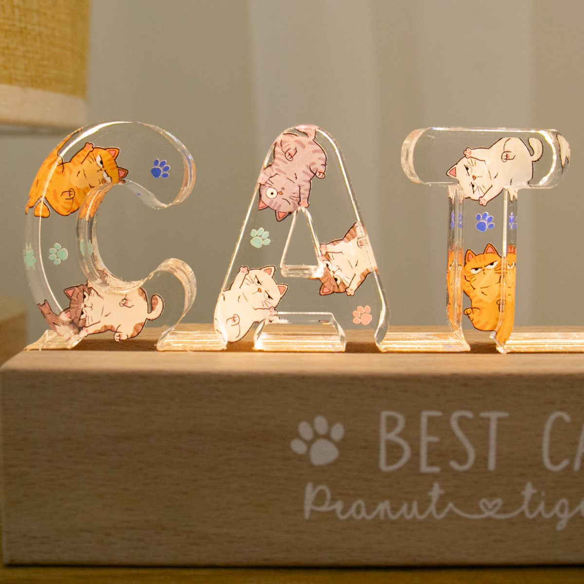 Cute Cat Mom Personalized LED Night Light, Gift For Cat Mom