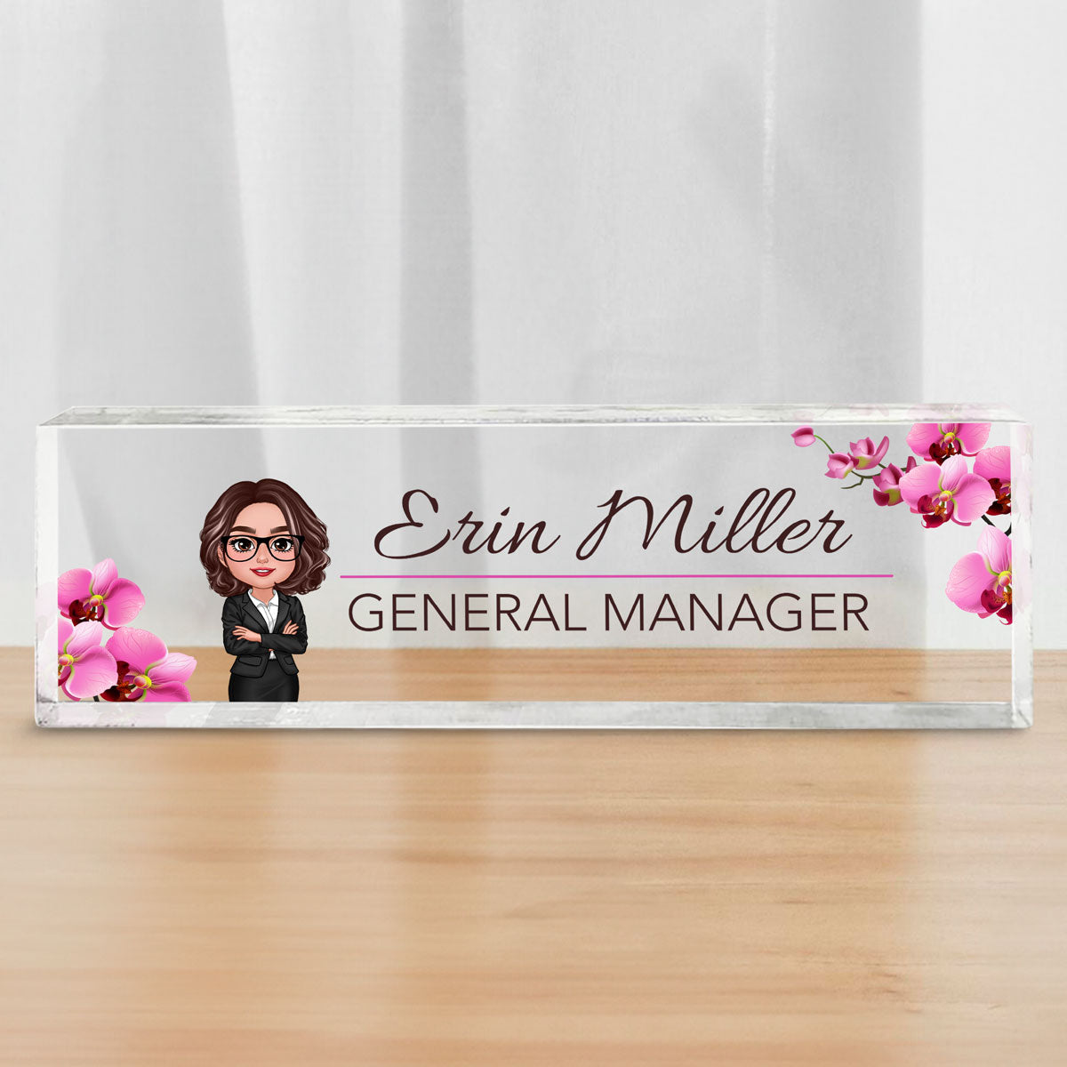 Beautiful Woman Office Personalized Acrylic Desk Name Plate, Office Desk Decor, Gift For Colleagues, Coworkers