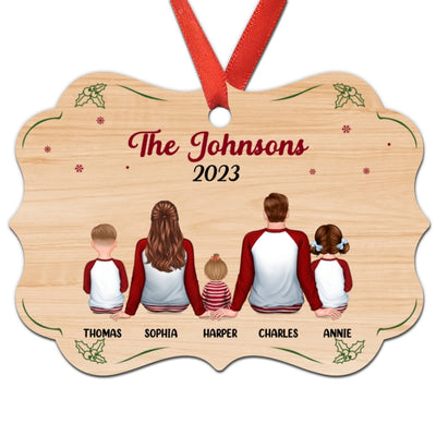 Pajamas Family Back View Christmas Personalized Christmas Ornament