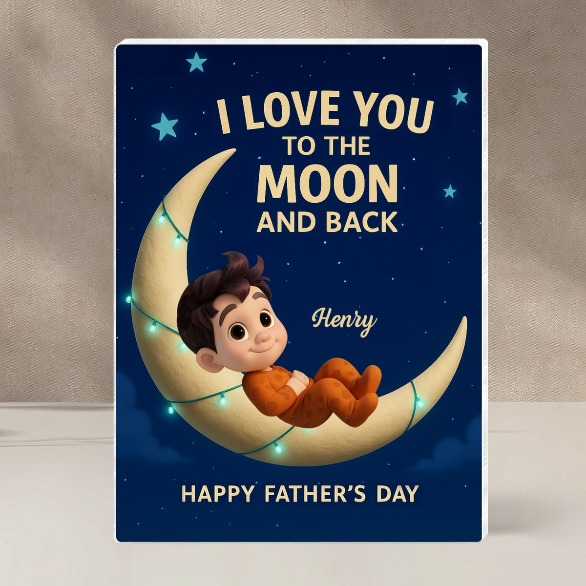 I Love You to the Moon and Back Personalized Acrylic Block Plaque, Father's Day Gift for Dad