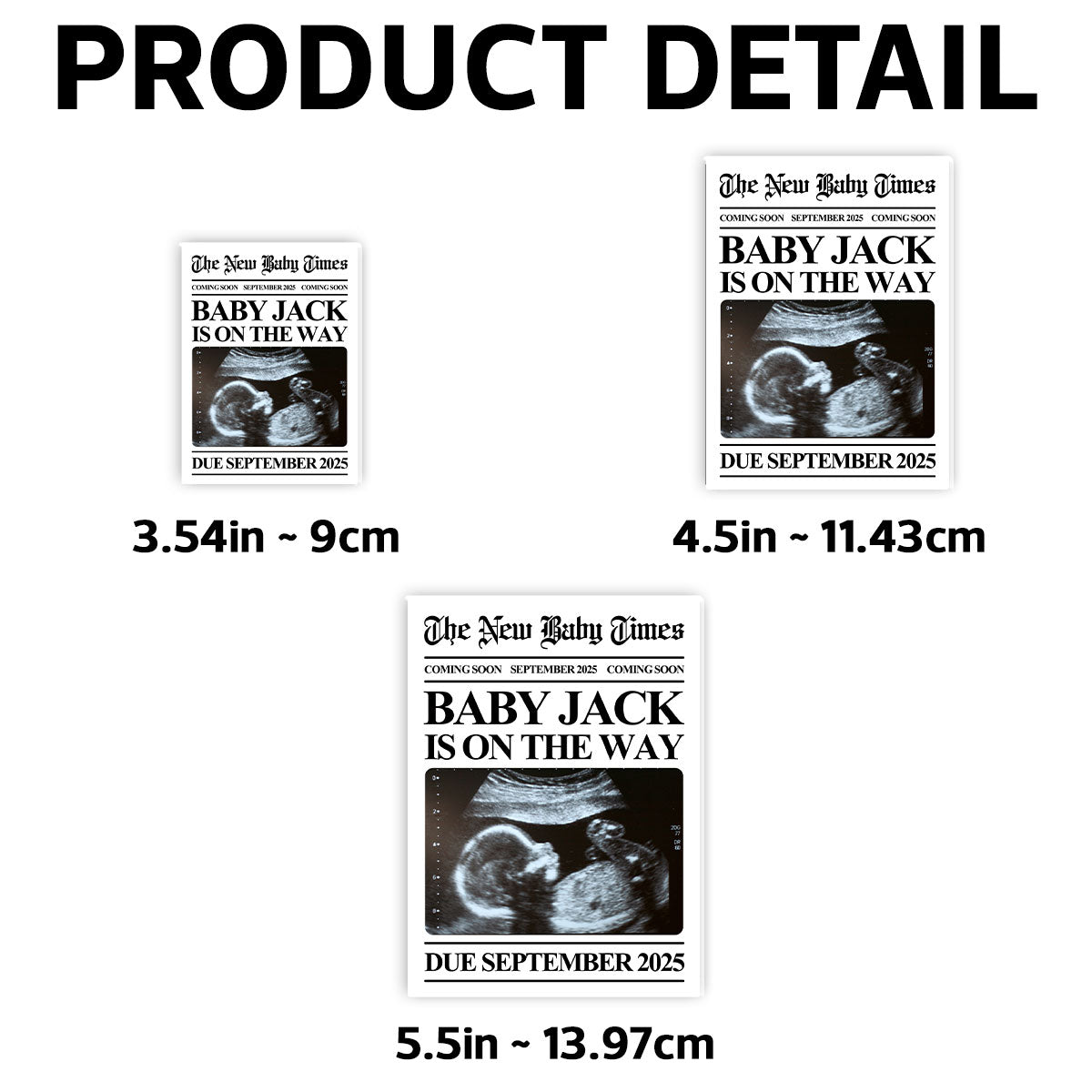 Newspaper Baby Coming Soon Personalized Acrylic Fridge Magnet, Unique Pregnancy Announcement