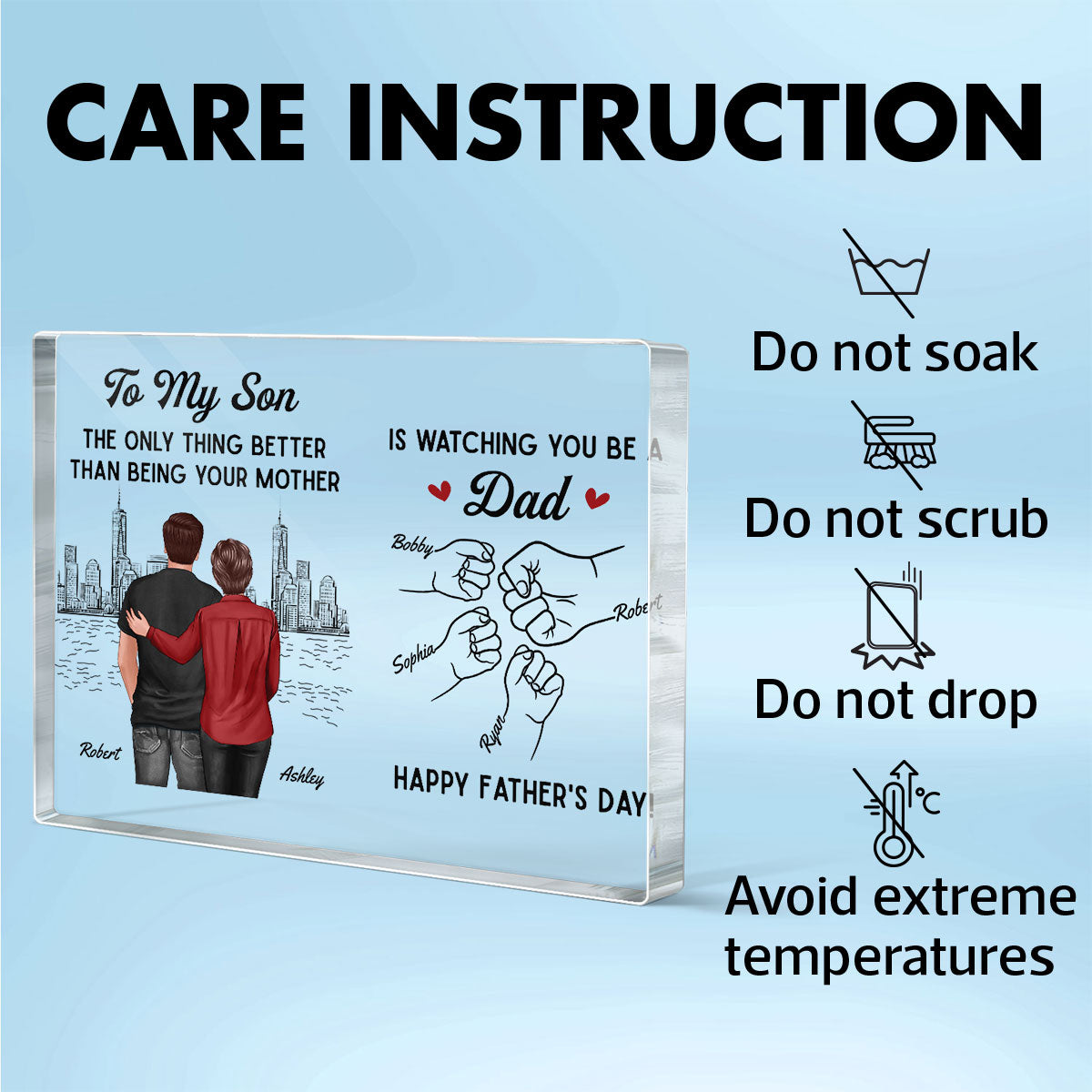 From Mom To Son Watching You Be A Dad Personalized Acrylic Block Plaque, Gift For Son